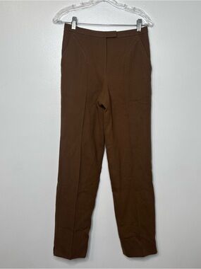 Chado Ralph Rucci Brown Wool Straight Leg Dress Pants Women’s 4